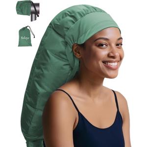 Boloye Hair Dryer Bonnet Attachment 28.5" XL Hooded Dryer Cap for Faster Drying & Deep Conditioning, Extra-Large Space Fits Thick, Curly Hair & Styling Tools (Green, Extra Large)