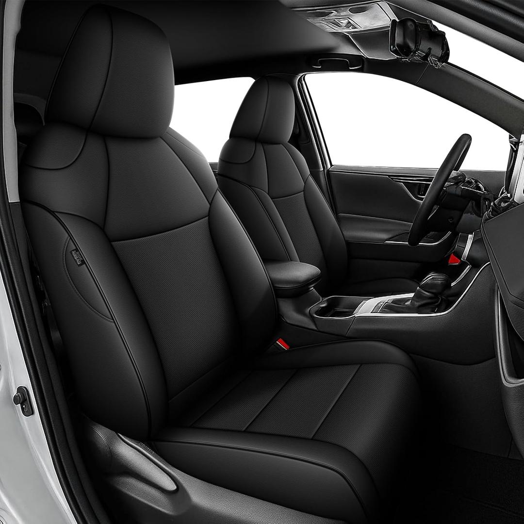 AOMSAZTO Custom Fit Seat Covers for Toyota RAV4 2019 2020 2021 2022 2023 2024 2025 LE XLE XLE Premium Limited, Custom Fit Full Set Faux Leather Black