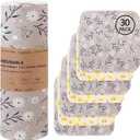 Reusable Dishcloths Kitchen Towels Cotton: 30 Packs 10X10 Washable Roll Paperless Paper Towels Absorbent Dishcloths Set Dish Tea Towel for Kitchen Drying (15Bee+15Daisy, 1010") (02 Multicolor)