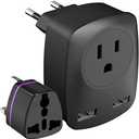 European Travel Plug Adapter for Europe & UK, American to Ireland Italy France Spain Greece Germany Israel Travel Essentials, International Power Outlet USB Charger, US to EU UK Travel Accessories