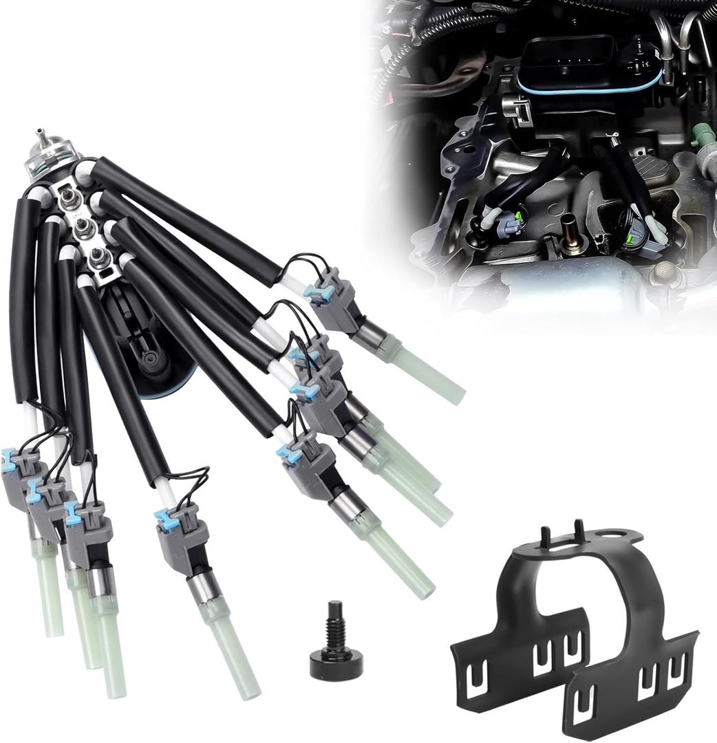 FJ504 Spider Fuel Injector w/Bracket Compatible for 1996-2002 Suburban Express Savana Suburban Escalade 5.0L 5.7L V8 8 Cylinder Fuel Injectors