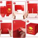 Graduation Card Box Red 9 Inches Class of 2026 Grad Cap Box Congrats Grad Foldable Cardboard Holder for High School College Graduation Party Decorations