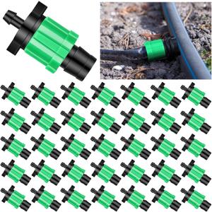 Frienda 50 Pcs Drip Tape Connector Fittings, Locks 1/4" Barb for 5/8" Drip Irrigation Fitting Kit Irrigation Tubing Connectors Tools Coupling Barbed Locking Fitting (Green)