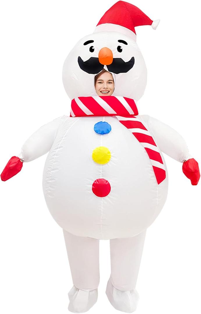 Arokibui Inflatable Snowman Costume Funny Blow up Christmas Costume Cosplay Party Halloween Christmas Suit Festival Parade Carnival Suit
