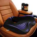 Memory Foam Car Seat Cushion for Back Pain Relief Car Cushions for Driving, Tailbone Pain. Non-Slip Pressure Relief Seat Pad for Truck Driver Essentials with Extra Cover (Black)