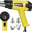 ROMECH 1500W Heavy Duty Heat Gun, Variable Temperature Control Hot Air Gun Kit with 2 Air Flow 120F~1200F and 4 Nozzles for Crafts Shrink Wrap (Yellow)