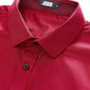 JOGAL Men's Dress Shirts Regular Fit Long Sleeve Stretch Business Wedding Button Down Shirts (Red, L)