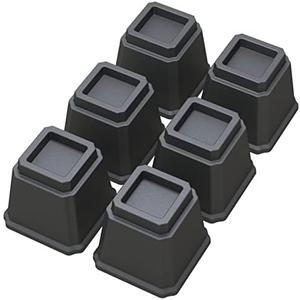 Whynonap Bed Risers Heavy Duty 5 Inches Bed Elevators, Set of 6 Lifts Up 3,000 lbs Furniture Riser for Sofa and Table, Black
