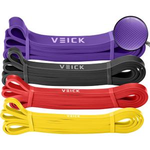 VEICK Resistance Bands for Working Out, Exercise Bands, Workout Bands, Pull Up Assistance Bands, Long Heavy Stretch Bands Set for Men Women, Power Weight Gym at Home Fitness Equipment (Purple/Black/Red/Yellow Set of 4 (0.3-1.1in))