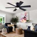 Asyko 46" Low Profile Ceiling Fan with Light and Remote Control,Black Modern Flush Mount Ceiling Fan with Lights for Bedroom, Reversible, Dimmable, Noiseless