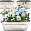 Haploon 6Pcs Galvanized Bucket Planter Galvanized Metal Oval Planter with Handles Small Galvanized Oval Planters Tub Decor for IndoorsOutdoors BarWedding and More 11.42 x 3.94 x 2.99 Inch