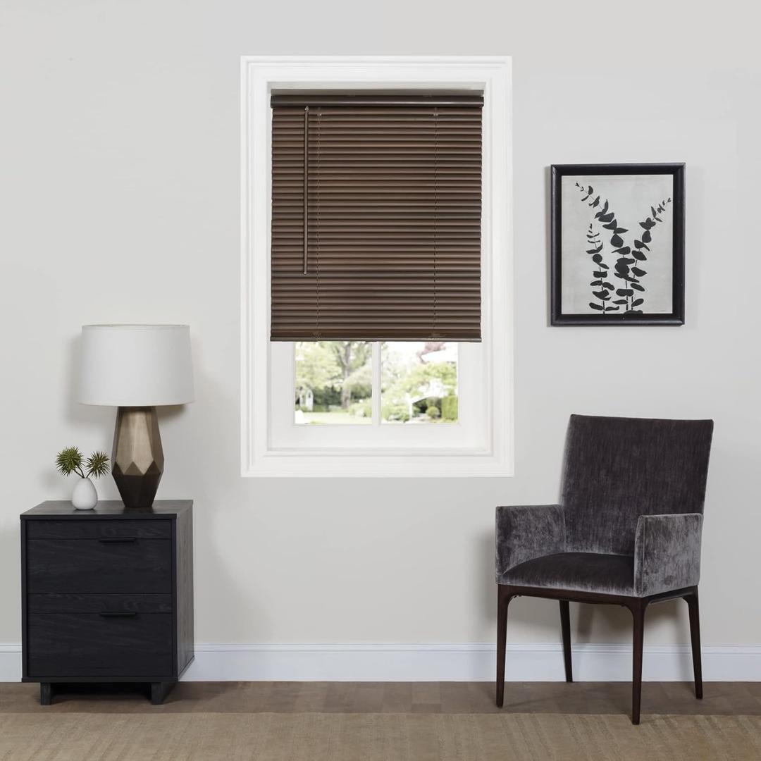Cordless Room Darkening Mini Blind - 31 Inch Width, 64 Inch Length, 1" Slat Size - Mahogany - Cordless GII Deluxe Sundown Horizontal Windows Blinds for Interior by Achim Home Decor