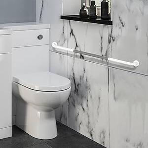 2 Pack Anti-Slip Bathroom Grab Bar 36 Inch - 1.25” Diameter, Zepolu Stainless Steel White Safety Shower Bars Gray Rubber Grip, Balance Support Bar Grab Rail for Elderly Senior Assist Wall Bath Handle