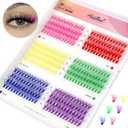 Happy Heartbeat 3D Colored Lash Clusters C Curl 312Pcs 6 Colors 10mm 12mm 14mm 16mm Mixed Faux Mink Lashes DIY Individual Lashes 40D Colorful Fluffy Eyelash Extension(40D-10-16,6 Colors-C Curl)