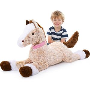 MaoGoLan Giant Horse Stuffed Animal, Large Horse Stuff Plush Toy for Girl Kid Boy, Realistic Stuffed Pony Plush Pillow Gifts for Birthday Party Favor Christmas Decor, 47 inches, Brown