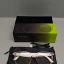 Bluetooth Audio Smart Glasses, Smart Wireless Headphone Sunglasses for Men and Women,Built-in Mic & Speakers,Magnetic Charging (White-Pink)