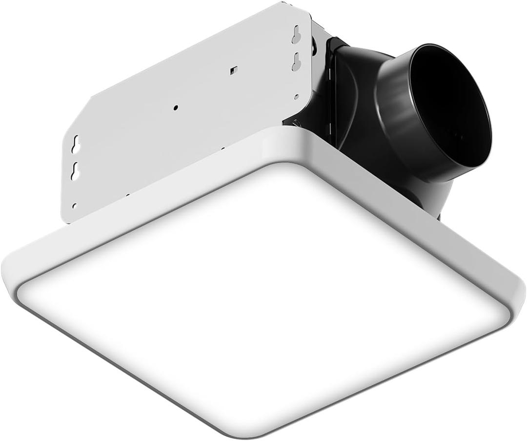 Fitop Bathroom Exhaust Fan with Light, 110 CFM Ultra Quiet 1.0 Sones Bathroom Vent Fan, Nightlight & 1300LM LED Light 2700K/4000K/6500K, Light Memory Function, ETL Certified White, 7 Inch