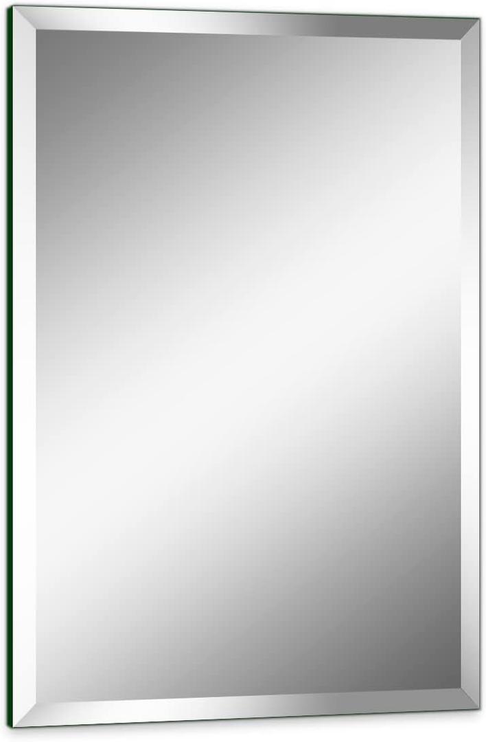 18"x24" Frameless Rectangle Wall Mirror with 1 inch Beveled Edge for Bathroom Vanity