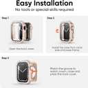 2-Pack 2-in-1 Waterproof Bling Case for Apple Watch 40mm Series 6 SE 5 4 with Tempered Glass Screen Protector, Crystal Diamonds Rhinestone Overall Durable Cover Front & Back Bumper for iWatch 40mm