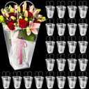 Yexiya 48 Pcs Floral Bags Large Clear Flower Bouquet Bag Bulk with Handle Mother's Day Transparent Florist Wedding Gift Packaging Plastic Gift Birthday Valentine's, 11.4 x 5.9 x 16.7 In (Clear Edge)