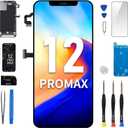for iPhone 12 Pro Max Screen Replacement 6.7" with Ear Speaker Proximity Sensor 3D Touch LCD Display Digitizer Full Assembly Front Earpiece Repair Kits Glass Fix Tools A2342 A2410 A2411 A2412