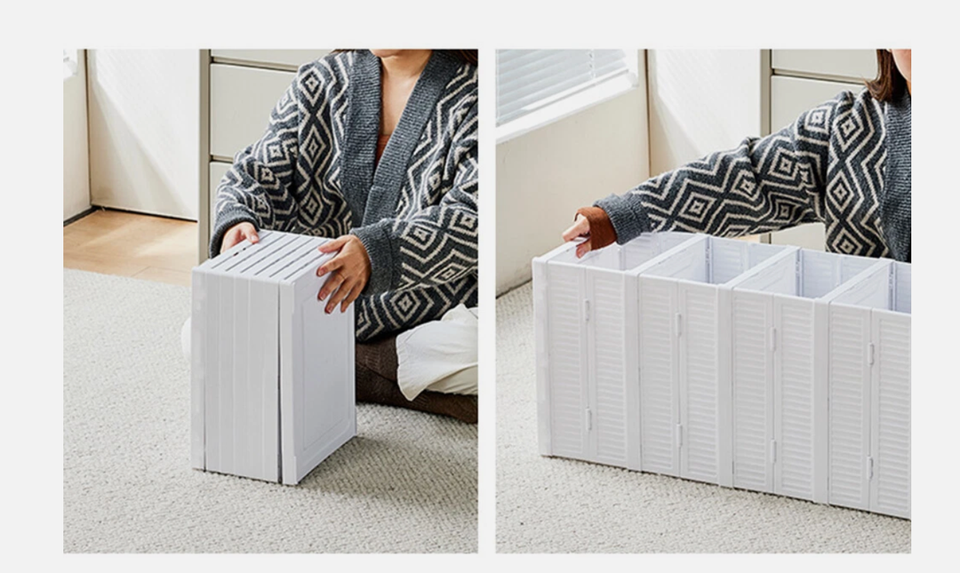 6 Pack Folding Closet Organizers Storage Box, Stackable Storage Bins, Plastic, 12x15x35"
