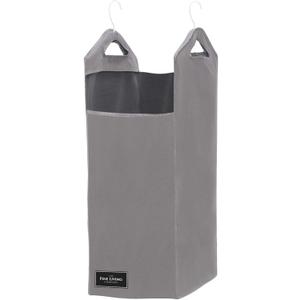 The Fine Living Co. Hanging Laundry Hamper Bag, Heavy Duty, Space Saving Closet Hamper Organizer with 2 Strong Metal Hangers (Gray)