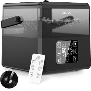 Terrug 6L Humidifiers for Bedroom Large Room, Warm & Cool Mist Humidifiers for Home, Quiet Air Humidifier & Essential Oil Diffusers With Remote Control, 360 Nozzle, Last up to 50H, 1-12H Timer(Black)