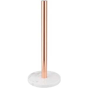 Kitchen Paper Holder, Paper Towel Holder 36 cm x 15 cm (Rose Gold), Stainless Steel Rose Gold Kitchen Roll Holder with White Marble Base