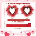 Aneco Valentines Day Heart Wreath 22 Inch Red and Pink Artificial Floral Wreath with Ribbon Door Wall Window Hanging Decor for Wedding Anniversary Holiday