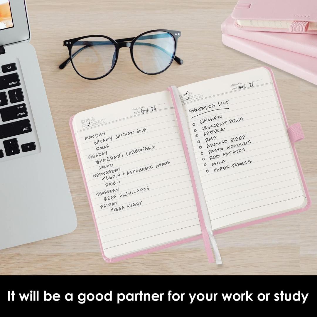 Small Notebook Journal with Pen, 2 Pack Mini Pocket Size Pink Journals Notebooks Bulk for Women Work School Writing Note Taking