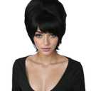 Linfairy 1960s Short Beehive Wig Perfect for Halloween Party Cosplay Bauffant Wigs (Black)