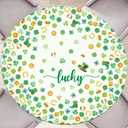 St. Patrick's Day Round Fitted Tablecloth with Elastic Edge Waterproof Washable Green Shamrock Table Cloth Fit 44"-48" Round Table Cover for Kitchen Dining Picnic Outdoor Party Decor