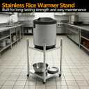Stainless Steel Rice Warmer Stand–20"x20" SS Two-Tier Cart with Adjustable Upper Shelf & 4 Swivel Casters (2 Locking) Store&Move Cooking Equipment Multi-Purpose Mobile Station for Indoor/Outdoor