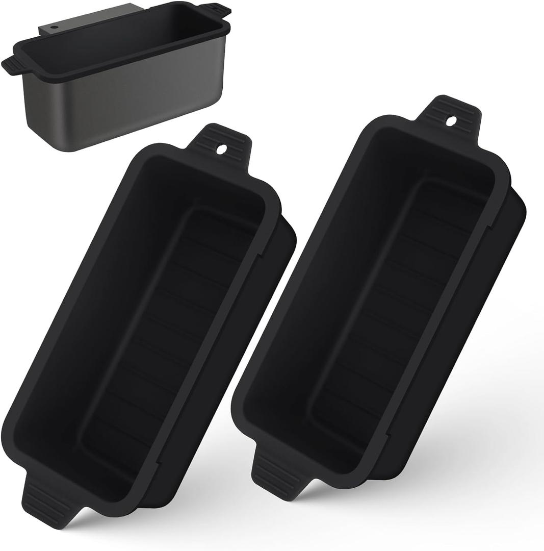 2 PCS Silicone Grease Cup Liners for Blackstone 36 28 22 17 Inch Griddle, Reusable Grease Catcher Cup Liner Grill Grease Tray, Durable Drip Pans Blackstone Griddle Accessories, Black