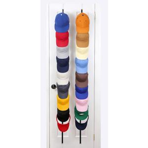 Perfect Curve Hat Organizer CapRack | Over-The-Door Hat Rack and Organizer | Baseball Cap Rack | Hat Rack for Door | Cap Organizer | 2 Straps | Holds 18 to 36 Adjustable Caps |Black
