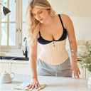 Nebility Waist Trainer for Women Zipper Corset Shapewear Tummy Control Mesh Waist Cincher Faja Body Shaper (Medium, Beige)