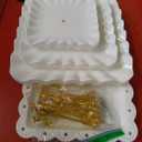 DIDROOM 10 Pack Dessert Table Display Set - 4 x Three-Tier Square Cupcake Stands and 6 x Serving Trays, Elegant Tableware for Cakes, Cupcakes, Pastries, and Snacks, Perfect for Parties (White)