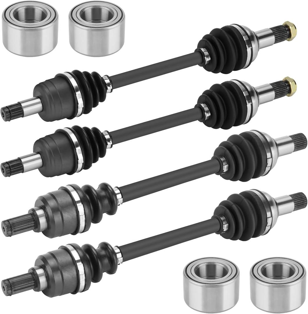 Front Rear Left and Right CV Axle shaft & Wheel Bearing Set for Yamaha Grizzly 550 2009-2014, Grizzly 700 2007-2013 4x4, Replace for 28P-2510J-00-00, 3B4-2510J-00-00 - Full Set