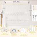 2 Tier Stuffed Animal Storage Shelf Net, 35x30'' Large Plushie Net w/ 2.4/1'' Dense Mesh for Mini Medium Stuffy Teddy, Beige Boho Macrame Toy Holder Display w/ Lights&Clips for Nursery Kid Girl Boy, Large-2 Tier-35'' Width