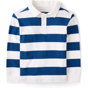 The Children's Place Boys' Long Sleeve Rugby Polo (Large, Huron Blue)
