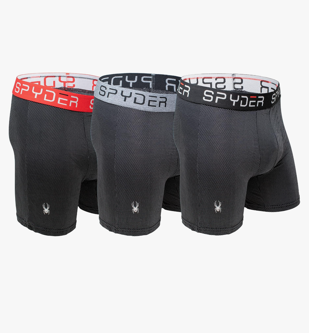 Spyder Performance Mesh Mens Boxer Briefs Sports Underwear For Men, 3 Pack, L