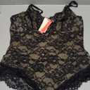 Popilush Shapewear Bodysuit V Neck Tummy Control Backless Lace Tank Tops Sleeveless Thong Bodysuit (3XL (16-18), Black)