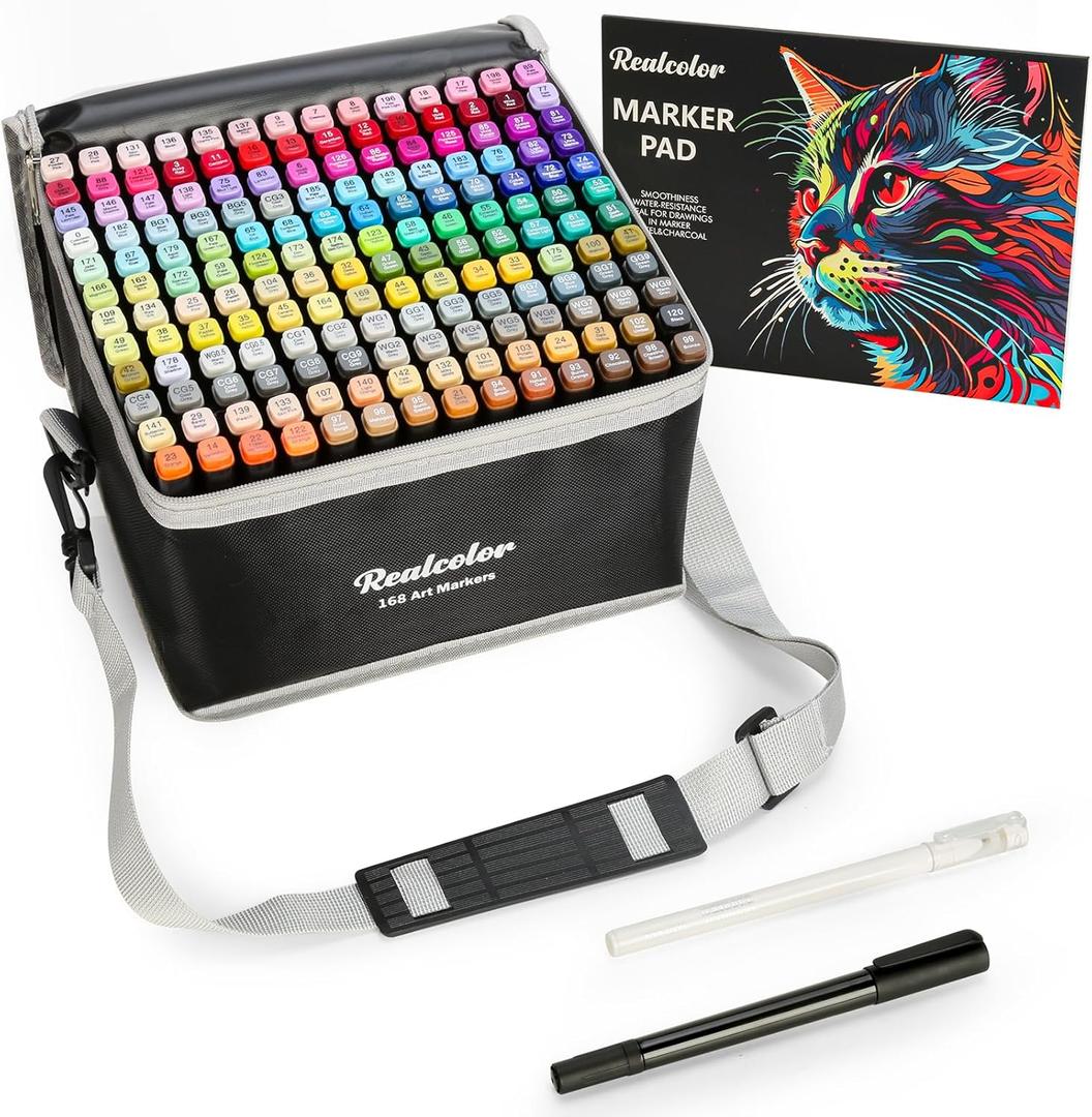 168 Alcohol Markers Set,Dual Tip Art Markers for Adult Coloring, Alcohol Markers Set for Drawing,Coloring,Sketching,Card Making,Illustration, Ideal for Artists, Designers & Crafters