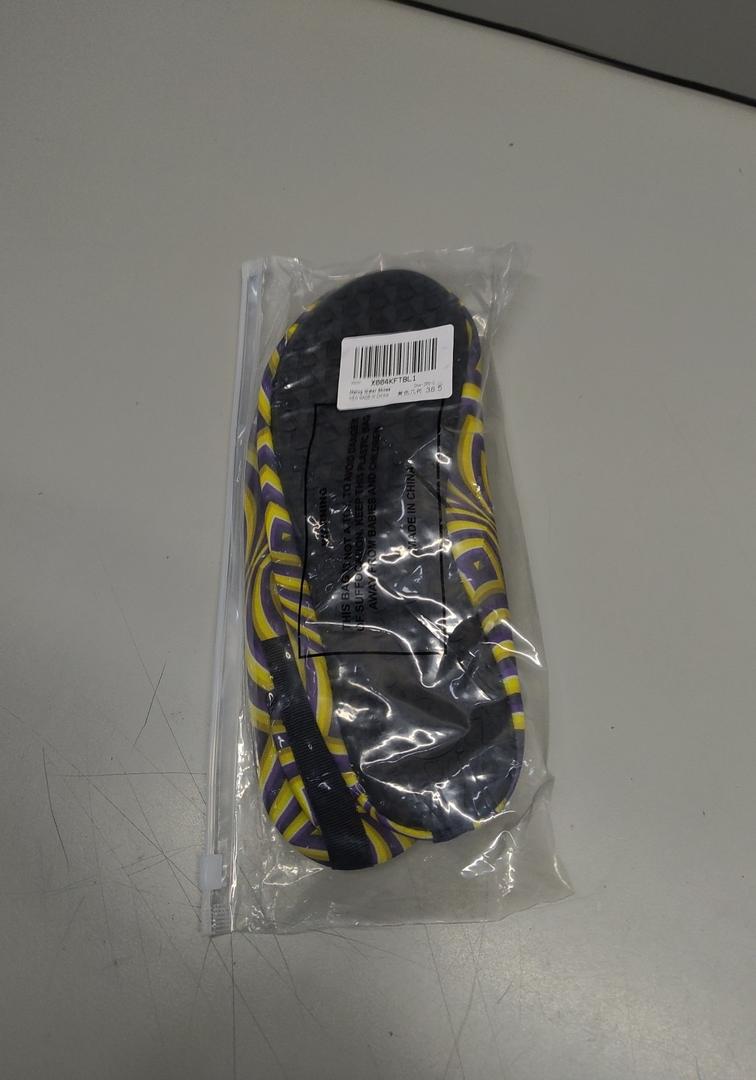 Men Women Water Shoes Quick-Dry Aqua Socks Barefoot Slip-on Summer Slippers for Beach Swim Sport Surf Yoga Exercise Spiral Yellow (Size 39)