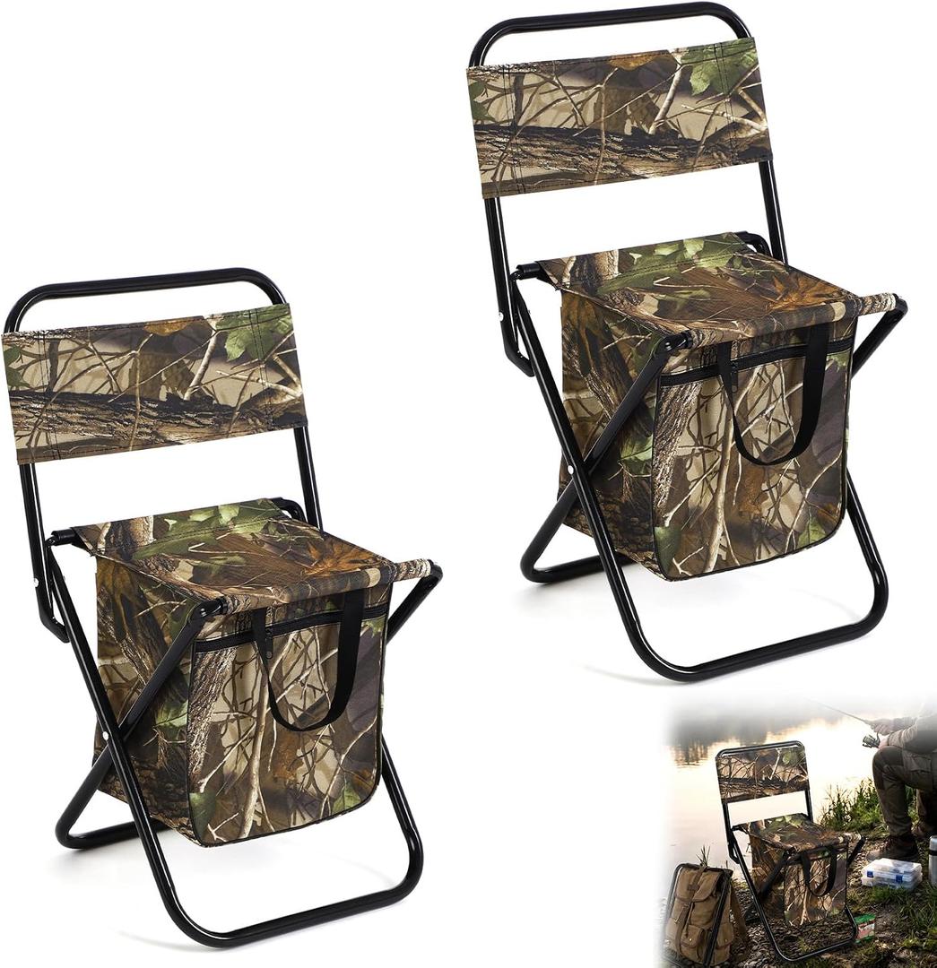 Sintuff 2-Pack Camo Folding Hunting Chairs, 23.62 x 13.78 inches