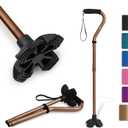 KINGGEAR F1 Walking Stick, Walking Cane for Women & Men, Self Standing Walkers for Seniors with Wrist Strap, Lightweight & Sturdy Offset EVA Handle and Large Quad Base (Bronze)