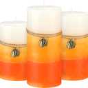 Set of 3 Scented Pillar Candles Decorative Pillar Candles Scented Layered Candle Clean Burning Long Lasting Candles Pillar Candles with Ornaments for Home Party Room 3 Sizes (Autumn)