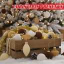 Syhood 40 Pcs Velvet Christmas Ornaments Set 3.15'' Flocked Christmas Tree Ball Ornaments Bulk Shatterproof Plastic Assorted Xmas Tree Decorations Cream Velvet Ball for Holiday Decor(Beige)