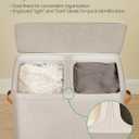 SONGMICS Laundry Basket, 44.9 Gal. Laundry Hamper, 2 Compartments, Easy Assembly, with Lid and Handles, Removable Liners, 22 x 15.7 x 29.5 Inches, Cappuccino Beige ULCB813L01, 170 L
